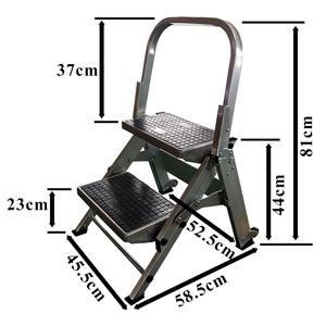 Scala Pieghevole Multiuso a 2 Gradini per Uso Domestico EN131, Sgabello in Alluminio con Corrimano <span class=keywords><strong>di</strong></span> Sicurezza - Product Image 6