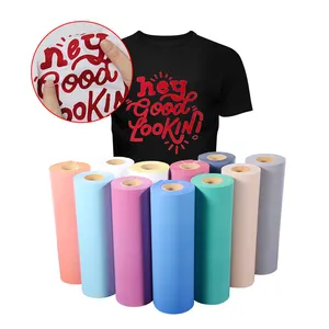 Factory price colorful pu thick vinyl 3d assorted colors vinil textil htv flock heat transfer vinyl rolls for tshirts