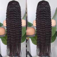 Pelucas de Encaje HD Rectas de 50 Pulgadas Sin Pegamento, Peluca de Encaje Completo, Cabello Natural Ondulado Profundo con Cabello de Bebé, Peluca de Cabello Humano Virgen para Mujeres Negras