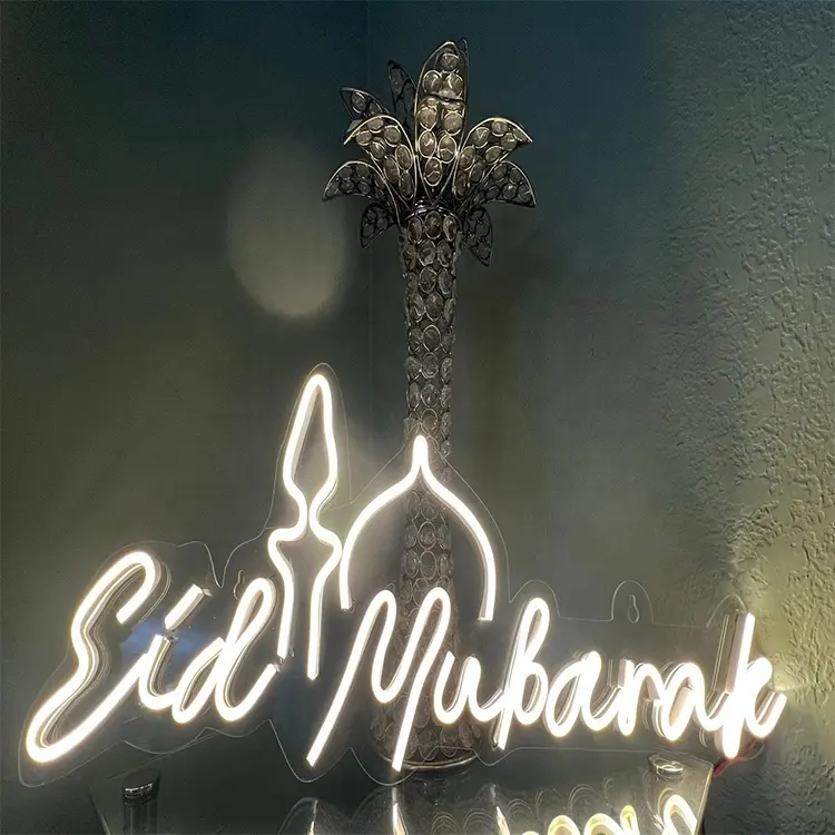 Eficiência personalizada do cultura do islismo do sinal de néon led melhor atacado eid mubarak celebrou sinal de luz