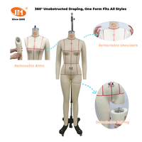 Maniquí de Vestir Profesional JUNMEI JMWEU40 de Fibra de Vidrio, sin Cabeza, Ajustable, con Hombros Plegables y Soporte Desmontable