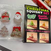 JY Christmas Squishy Stress Relief 4-Piece TPR Fidget Set for 3+ Holiday Gift