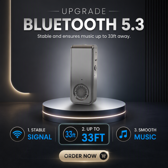 2 in 1 Clip-on Bluetooth Speaker & Earbuds AI Noise Canceling BT5.3 20H Playtime for Outdoor Sports Riding Work