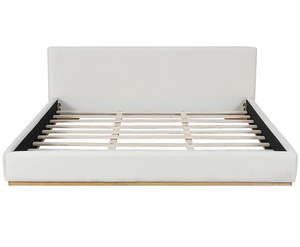 Lit rembourré moderne réglable avec cadre en rotin, idéal pour appartement, taille King, blanc - Product Image 4