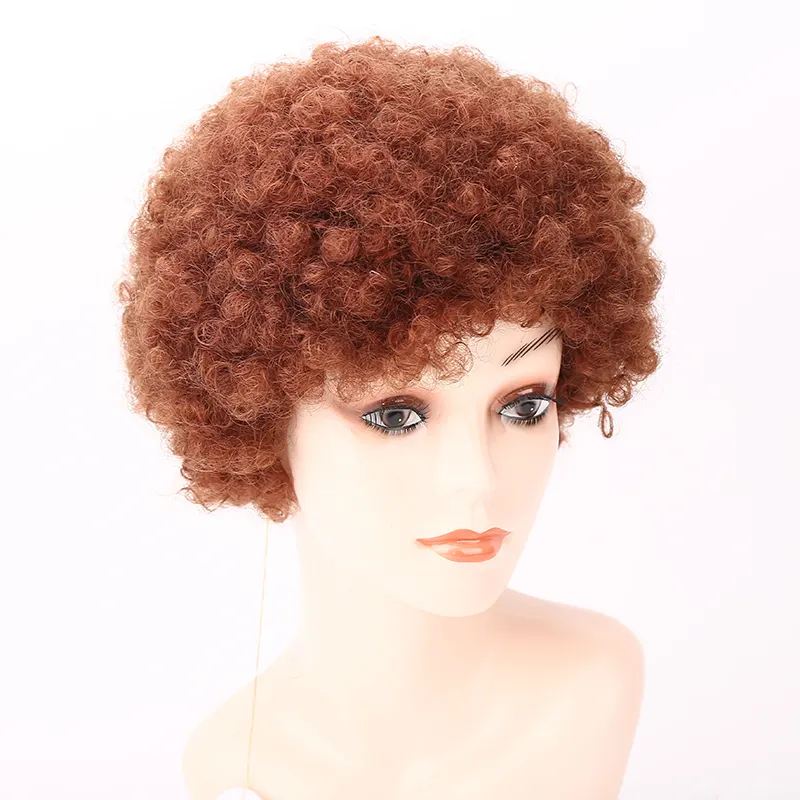 Wholesale cheap Fashion Design Non Lace Human Hair Wigs Pure Human Hair short Wig Brazilian Afro Kinky Curly Wig For Women