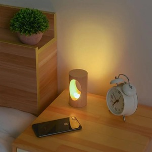 3D Night Light USB Wood <b>Table</b> Lamps for Bedroom <b>Bedside</b> Decoration Geometric <b>Table</b> Lamp Dimmable Rechargeable <b>LED</b> Night Light - Product Image 3