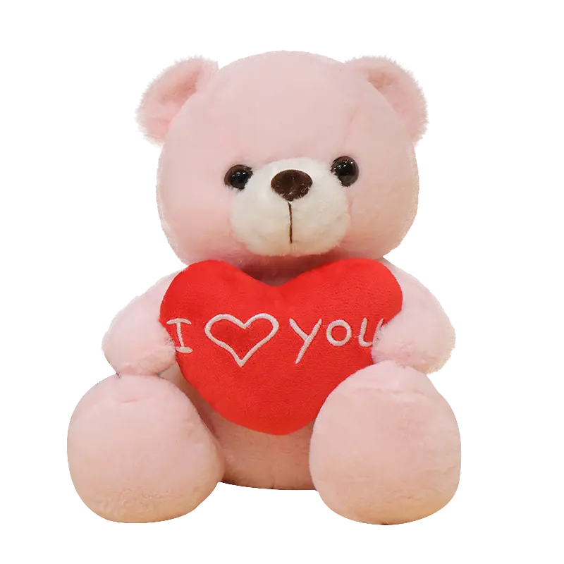 Oso de peluche de amor con corazón, juguete de Animal de peluche suave, oso de peluche con corazón rojo, regalo del Día de San Valentín