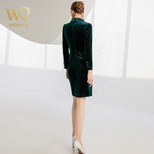 Original Supplying Green Velvet <strong>Christmas</strong> <strong>Dresses</strong> <strong>Women</strong> Velvet Long Sleeves Maxi Midi <strong>Dress</strong> Factory Direct - Product Image 5