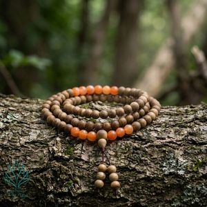Perles de créateur en gros, bijoux ODM, 108 perles de Mala en bois d'agar naturel avec 96 perles de corail rouge, faites à la main au Vietnam - Product Image 3