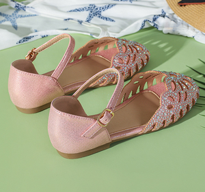 Pretty Classic <b>Soft</b> Bottom Girl Hollow Out Diamonds Princess Dress <b>Shoes</b> Comfortable Kids Sliver School Leather <b>Shoes</b> for Girls - Product Image 6