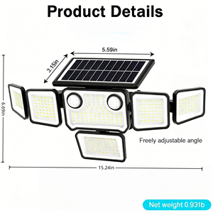 Outdoor IP65 Waterproof Security <strong>Lights</strong> with Dual Motion Sensors Remote Control <strong>Solar</strong> Powered Flood <strong>Light</strong> for Yard Patio <strong>Garden</strong> - Product Image 4