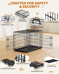 Cage pour animaux de compagnie PETDOM 36'' à double porte, cage pour chien avec séparateur, cage pour chien avec plateau amovible, cage en fil métallique pour petits et moyens chiens - Product Image 6