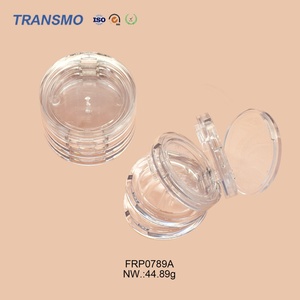 Boîte à poudre vide personnalisée avec logo, conteneur rond transparent pour blush, avec fonction recyclable pour les soins de la peau - Product Image 1
