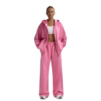 Ensemble de survêtement hip-hop 2 pièces pour femme KY, veste à capuche zippée oversize, pantalon de survêtement à jambes larges, motif patchwork, boutons, tenue de tous les jours