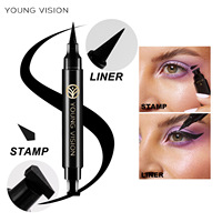 YOUNG VISION - Delineador de Ojos Líquido de Doble Punta Negro, Resistente a las Manchas, Delineador Triangular