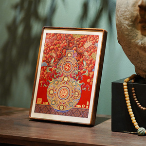 Pintura de Bendiciones de Calabaza y Caqui, Estilo Chino, Decoración Auspiciosa para Pared y Escritorio, para Entrada y Oficina, Regalo de Longevidad para Ancianos - Product Image 3