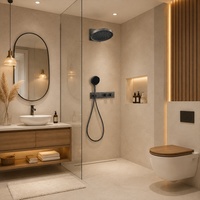 Conjunto de Ducha Termostática Empotrada con Grifo de Latón para Baño, Masaje Spa, Color Gris Acero