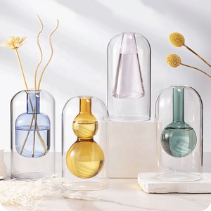 Double Layer Bell Glass Reed <strong>Diffuser</strong> Bottle Empty Aroma Container Decorative Dry Flower Vase for Home Tabletop Fragrance Decor - Product Image 2