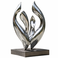 Sculpture de flamme abstraite moderne en acier inoxydable, couleurs personnalisées, OEM/ODM disponible, statue décorative d'art paysager pour extérieur et jardin