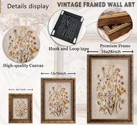 Seni Dinding Bunga Kering Vintage Berbingkai Emas Dekorasi Botani Rustic Cottagecore Sampel OEM ODM Siap Dalam Setengah Hari