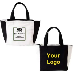 Neuer Stil Großhandel Patchwork Canvas Einkaufstaschen mit individuell bedruckten Logo Einkaufstasche mit Reiß verschluss