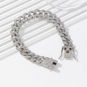 Collier en acier inoxydable plaqué or 18 carats pour homme Chaîne cubaine à maillons en zircon Bijoux hypoallergéniques anti-ternissement Chrétiens géométriques - Product Image 2