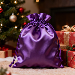 Özel Lüks Mor Kalın Kadife Saten İpli Mücevher Çantası Saten Çanta Paketi Hediyeler İçin Logolu Baskılı Toz Torbası - Product Image 1