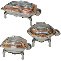 Chauffe-Plats de Luxe en Acier Inoxydable Doré pour Mariage, Réchaud de Chef 6L/9L, Ensemble Buffet