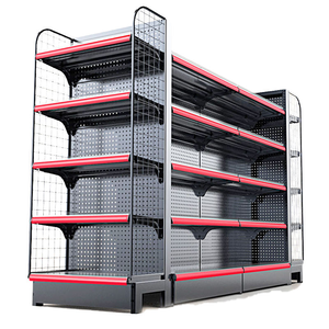 Scaffale Espositivo Gondola <span class=keywords><strong>in</strong></span> <span class=keywords><strong>Ferro</strong></span> Hongbai per Supermercati con Ripiani Personalizzabili (4-5) e <span class=keywords><strong>Dimensioni</strong></span> - Product Image 1
