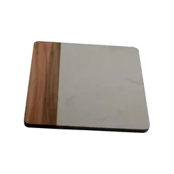 Custom Square Marble and Wood Cheese Board Kitchen Cutting Chopping Cake Fruit Bread Meat Food Charcuterie Serving Tray Boards