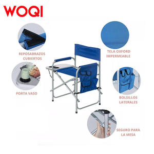 Silla de director portátil Woqi, silla de playa plegable de aleación de aluminio con mesa lateral y portavasos - Product Image 3