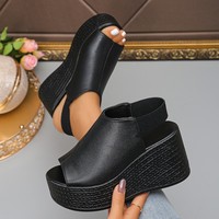 Sandales à talons hauts et à bout ouvert de grande taille pour femmes, à semelle épaisse, à bride unique, à boucle
