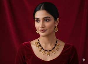 Elegante Juego de Collar Gargantilla Estilo Templo Antiguo con Acabado Dorado Mate, Joyería Tradicional para Fiestas y Eventos Festivos para Mujer - Product Image 2