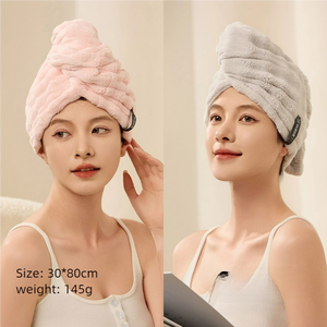 Bonnet de serviette en molleton de corail à séchage rapide pour femmes Super absorbant en microfibre <span class=keywords><strong>bain</strong></span> douche enveloppement doux <span class=keywords><strong>Turban</strong></span> adapté aux voyages - Product Image 2