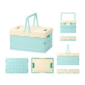 Caja de Almacenamiento Plegable de Plástico Resistente y Apilable de Gran Tamaño con Tapa y Asa, Organizador Portátil de Plástico - Product Image 1