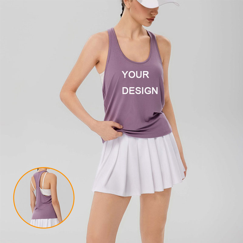 High Quality Viscose Fiber Dobby Sports Loose Shaped Vest Yoga Quick-drying Breathable Bow Sleeveless Fitness Running Top Women