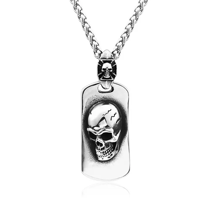 Fashion fine stainless steel skull gold plated geometric pendant necklace