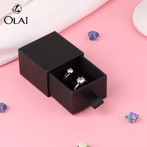 Bán buôn giấy đôi nhẫn Hộp ngăn kéo trượt màu đen mềm cảm ứng tông Quà Tặng Vòng gói đồ trang sức hộp - Product Image 1