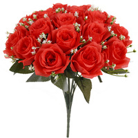 YM Großhandelspreis 18 Köpfe Rote Rosen Künstliche Blumen Seidenrosen-Bouquet Hohe Qualität für Hochzeit Heimdekoration