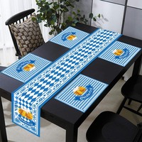Nappe de table en polyester à motif bière Oktoberfest allemande, bleu et blanc à carreaux, pour décorations de fête et fournitures de table