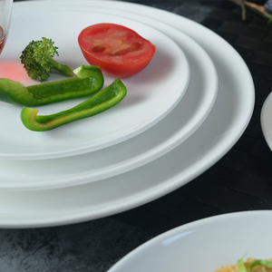 Assiettes peu profondes en porcelaine blanche pure, écologiques et personnalisables, design moderne, pour hôtel, restaurant, mariage, vaisselle avec logo personnalisé - Product Image 2