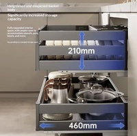 Étagère à vaisselle coulissante en aluminium, style moderne et minimaliste, à trois niveaux, pour rangement ajustable des bols dans les armoires de cuisine