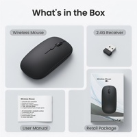 Mouse Nirkabel Universal Dual Mode 2.4G + USB Ultra Tipis Matte Hitam Terbaik, 5 Tombol DPI Dapat Diatur, Senyap, RGB Backlit, Untuk Kantor