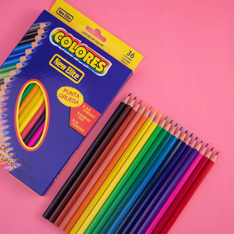 Yağ bazlı renkli kurşun 24 renkli kutulu çocuk çizim ve boyama kalemleri renkli kalem seti toptan