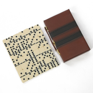 Juego <span class=keywords><strong>de</strong></span> Dominó <span class=keywords><strong>de</strong></span> Alta Calidad 6 en 1, Color Marfil, con Estuche <span class=keywords><strong>de</strong></span> Madera y Cuero, Fichas <span class=keywords><strong>de</strong></span> Dominó <span class=keywords><strong>de</strong></span> Plástico No Tóxico, Venta al por Mayor y al Detal - Product Image 4