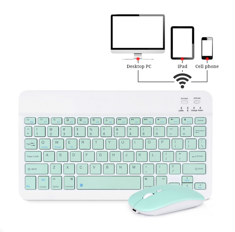 Оптовая продажа, Офисная поставка, цветная беспроводная клавиатура и мышь 10 дюймов, комплект беспроводной клавиатуры и мыши для планшетов, Ipad, Android, IOS, Windows