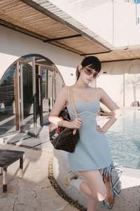 เดรสทรงบอดี้คอนสั้น แต่งขอบตัดสี สำหรับงานปาร์ตี้และคลับ สีฟ้าอ่อน รุ่นสั่งทำพิเศษ คอลเลคชั่นใหม่ 2026 ซัมเมอร์ สไตล์ Y2K ชุดเดรสผู้หญิงเซ็กซี่ สายเดี่ยว - Product Image 3