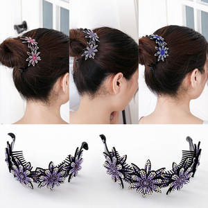 Barrettes à cheveux en cristal coloré en forme de queue de cheval, luxe féminin, barrettes à cheveux personnalisées en <span class=keywords><strong>strass</strong></span>, barrettes à cheveux en forme de banane - Product Image 2