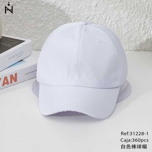 Gorra de Béisbol Blanca de 6 Paneles, Ajustable, Unisex, de Algodón, para Deportes al Aire Libre - Product Image 1