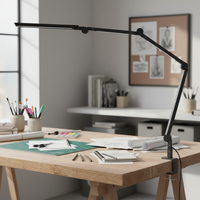 Lampe de salon moderne à bras flexible en aluminium, 3 sources lumineuses, LED, protection des yeux, commande tactile, intensité réglable, lampe de table simple